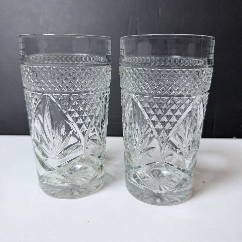 Vintage Cristal D'Arques Durand "Antique" Clear Tumblers Glasses 12oz Heavy